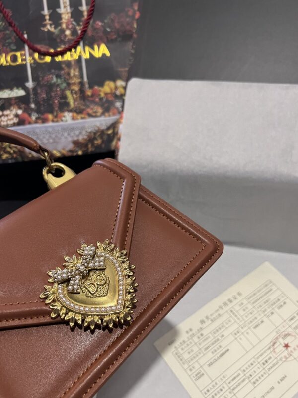 Dolce & Gabbana Small Devotion Bag In Plain Brown For Women 7.5in/19cm DG