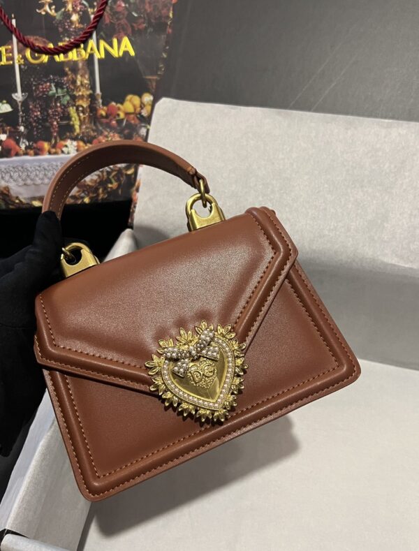 Dolce & Gabbana Small Devotion Bag In Plain Brown For Women 7.5in/19cm DG