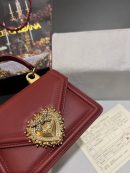 Dolce & Gabbana Small Devotion Bag In Plain Burgundy For Women 7.5in/19cm DG