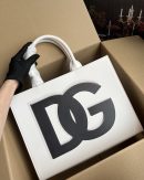 Dolce & Gabbana Small DG Daily Shopper With DG Logo Print White For Women 14.6in/37cm DG