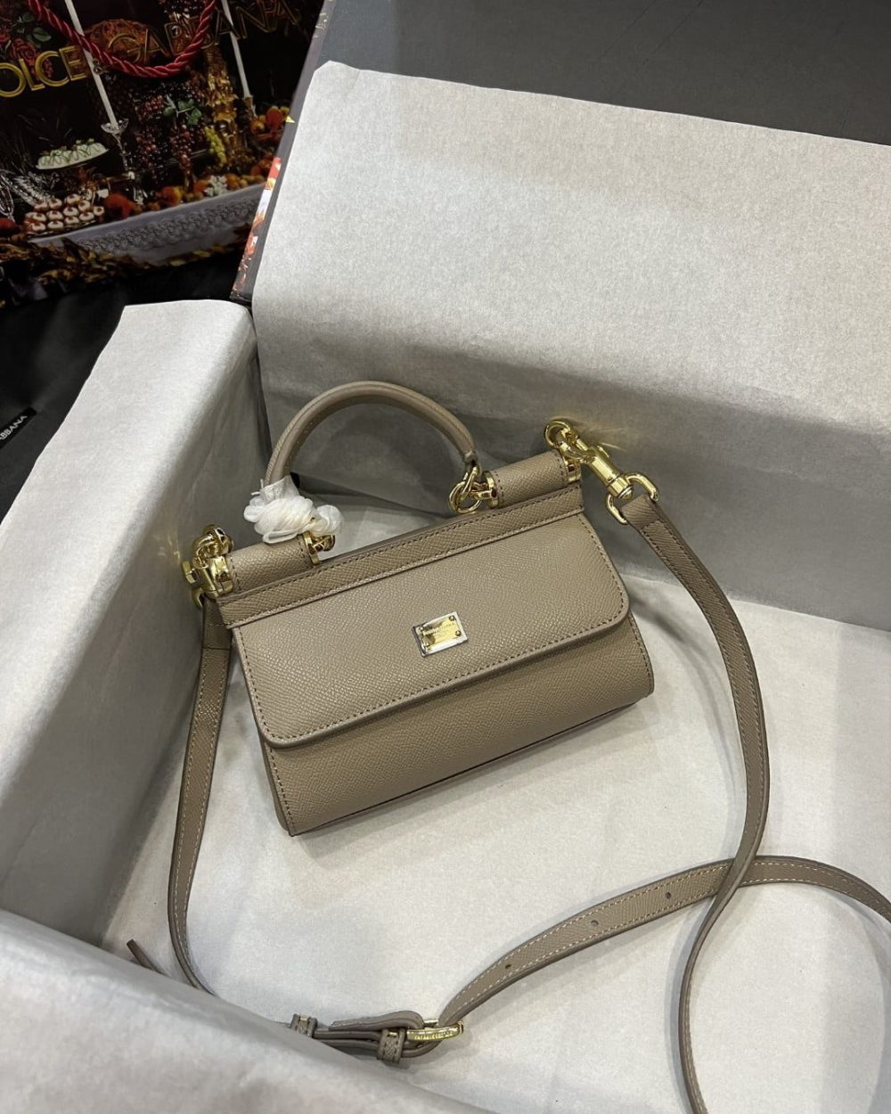 Dolce & Gabbana Small Sicily Bag In Dauphine Beige For Women 7.5in/19cm DG