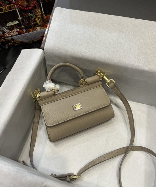 Dolce & Gabbana Small Sicily Bag In Dauphine Beige For Women 7.5in/19cm DG