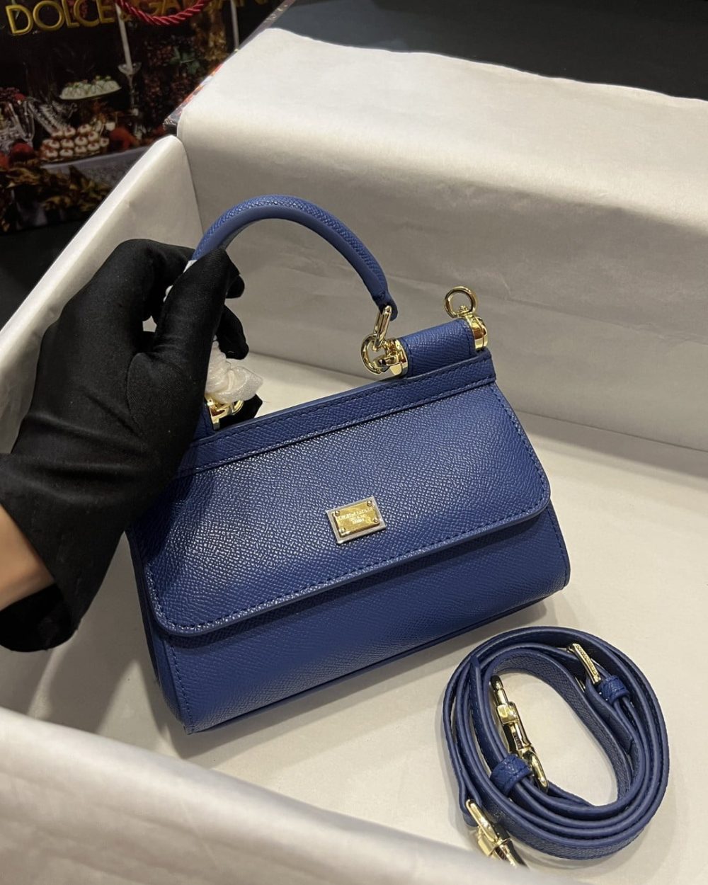 Dolce & Gabbana Small Sicily Bag In Dauphine Blue For Women 7.5in/19cm DG BB7116A100180648