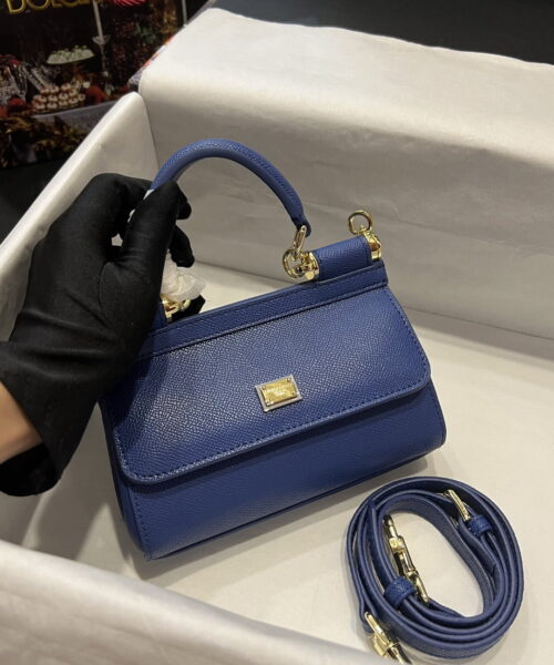Dolce & Gabbana Small Sicily Bag In Dauphine Blue For Women 7.5in/19cm DG BB7116A100180648
