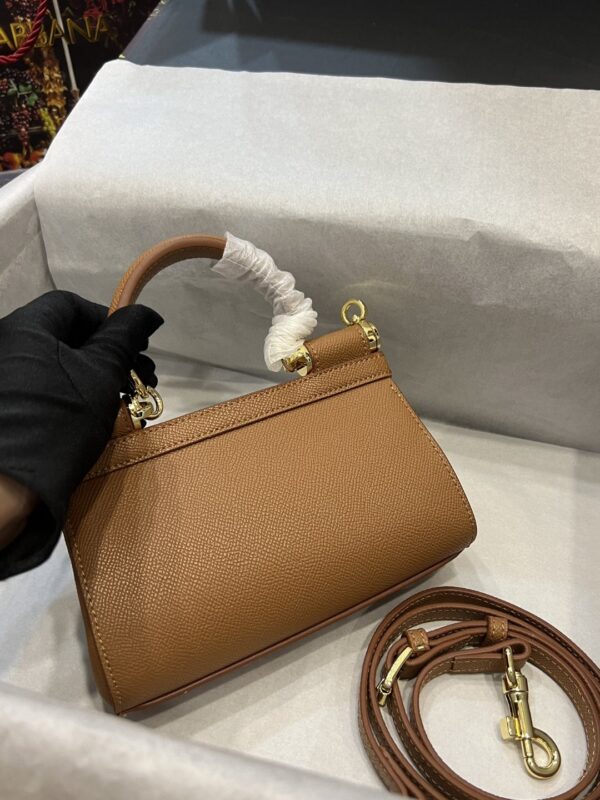 Dolce & Gabbana Small Sicily Bag In Dauphine Brown For Women 7.5in/19cm DG