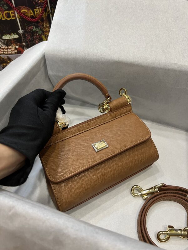 Dolce & Gabbana Small Sicily Bag In Dauphine Brown For Women 7.5in/19cm DG