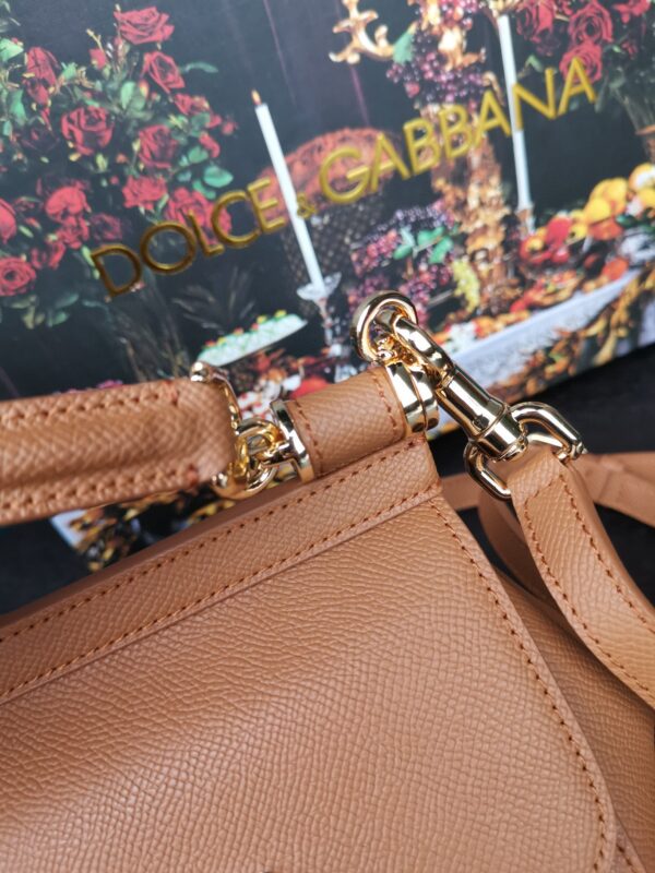 Dolce & Gabbana Small Sicily Bag In Dauphine Brown For Women 7.5in/19cm DG
