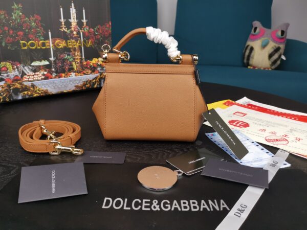 Dolce & Gabbana Small Sicily Bag In Dauphine Brown For Women 7.5in/19cm DG