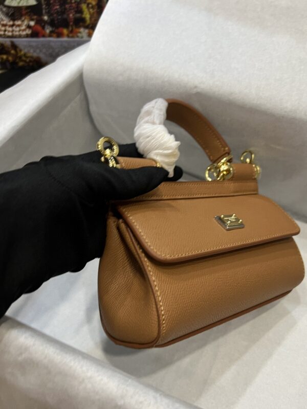 Dolce & Gabbana Small Sicily Bag In Dauphine Brown For Women 7.5in/19cm DG