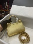 Dolce & Gabbana Small Sicily Bag In Dauphine Gold For Women 7.5in/19cm DG