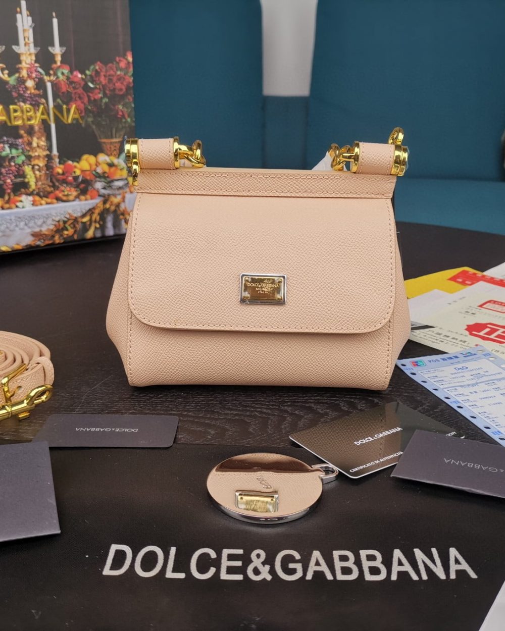 Dolce & Gabbana Small Sicily Bag In Dauphine Pale Pink For Women 7.5in/19cm DG BB7116A100180414