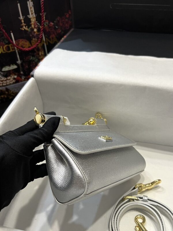 Dolce & Gabbana Small Sicily Bag In Dauphine Silver For Women 7.5in/19cm DG