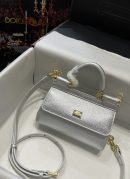 Dolce & Gabbana Small Sicily Bag In Dauphine Silver For Women 7.5in/19cm DG