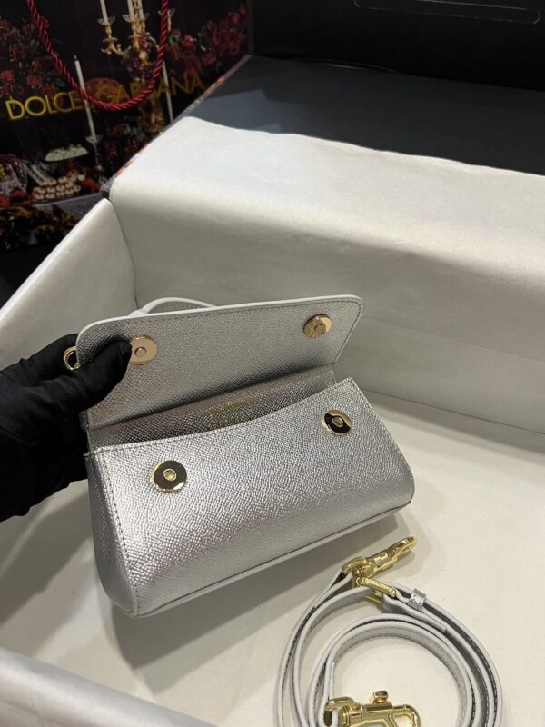 Dolce & Gabbana Small Sicily Bag In Dauphine Silver For Women 7.5in/19cm DG