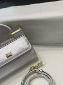 Dolce & Gabbana Small Sicily Bag In Dauphine Silver For Women 7.5in/19cm DG