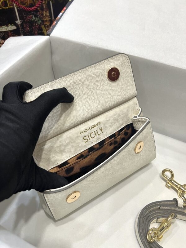 Dolce & Gabbana Small Sicily Bag In Dauphine White For Women 7.5in/19cm DG BB7116A100180001