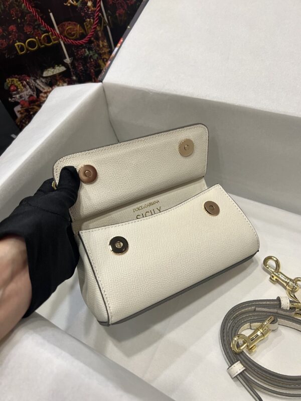 Dolce & Gabbana Small Sicily Bag In Dauphine White For Women 7.5in/19cm DG BB7116A100180001