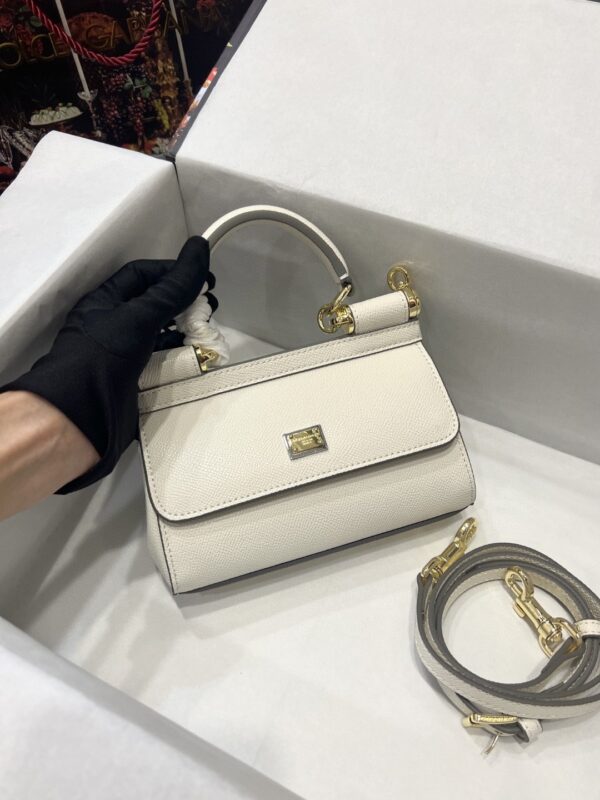 Dolce & Gabbana Small Sicily Bag In Dauphine White For Women 7.5in/19cm DG BB7116A100180001