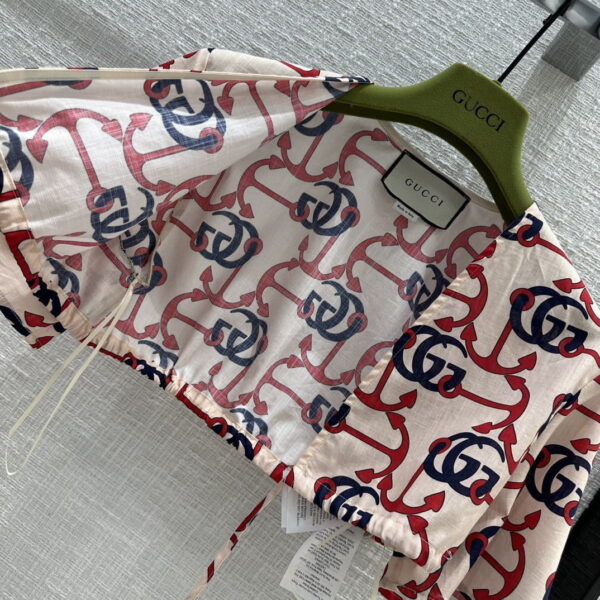 Douple G Anchor Print Top And Skirt Red For Women