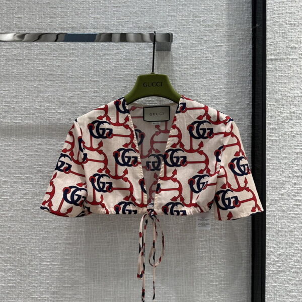 Douple G Anchor Print Top And Skirt Red For Women