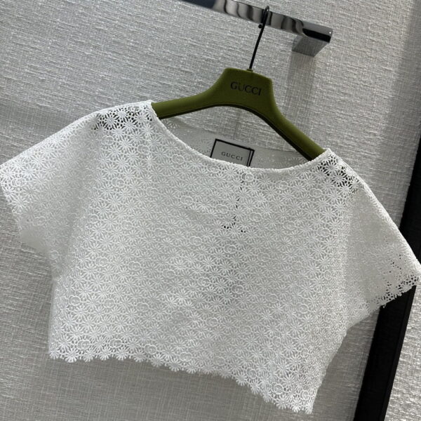 Douple G Flower Lace Croptop And Skirt White For Women