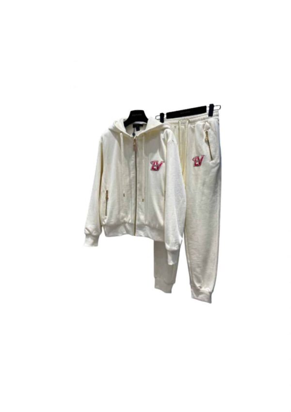Drawstring Sporty Style Jacket And Jogging Pants White For Women