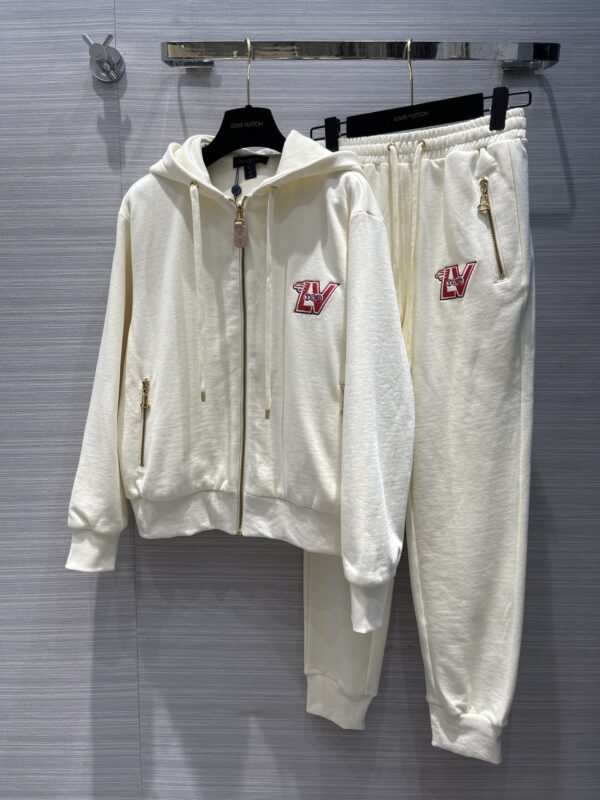 Drawstring Sporty Style Jacket And Jogging Pants White For Women