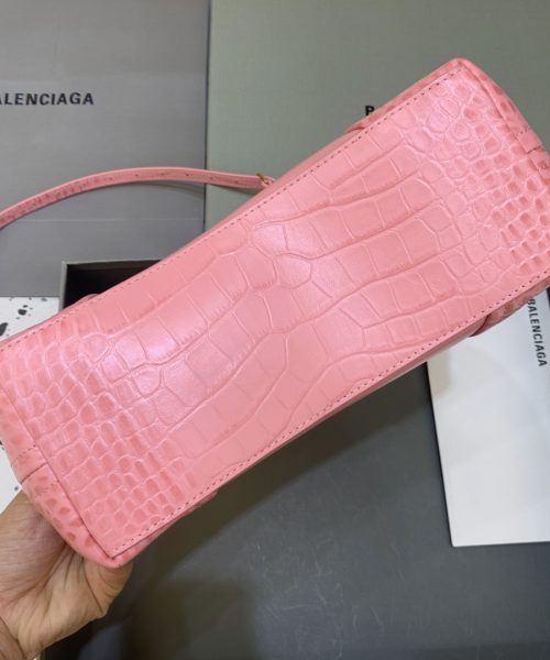 Editor Small Top Handle Bag Embossed Black/Pink For Women 10.6 in/27 cm