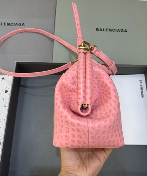 Editor Small Top Handle Bag Embossed Black/Pink For Women 10.6 in/27 cm