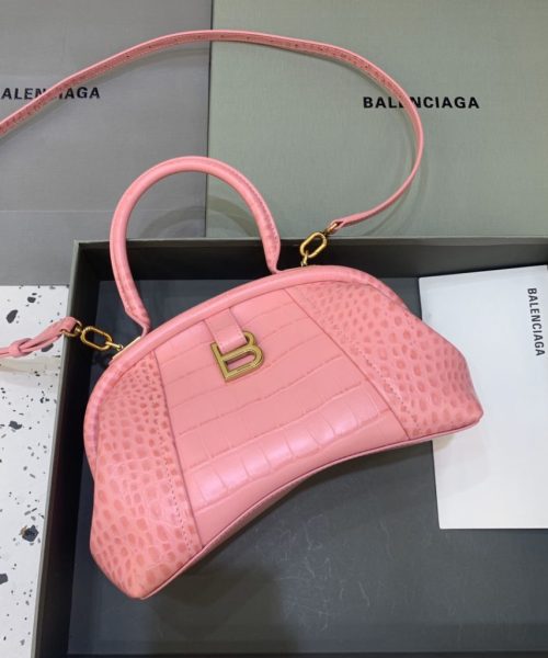 Editor Small Top Handle Bag Embossed Black/Pink For Women 10.6 in/27 cm