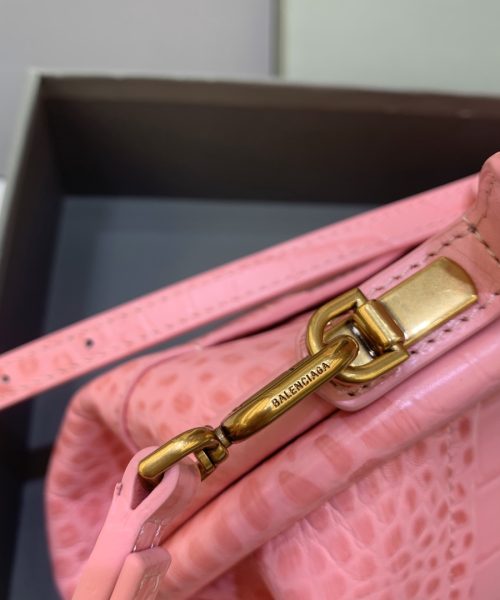 Editor Small Top Handle Bag Embossed Black/Pink For Women 10.6 in/27 cm