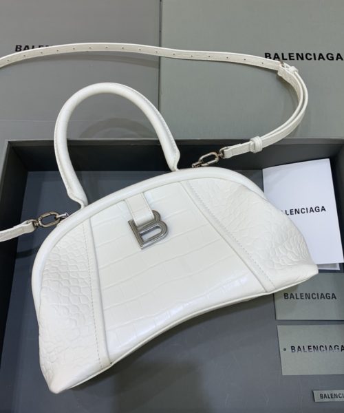 Editor Small Top Handle Bag Embossed White For Women 10.6 in/27 cm