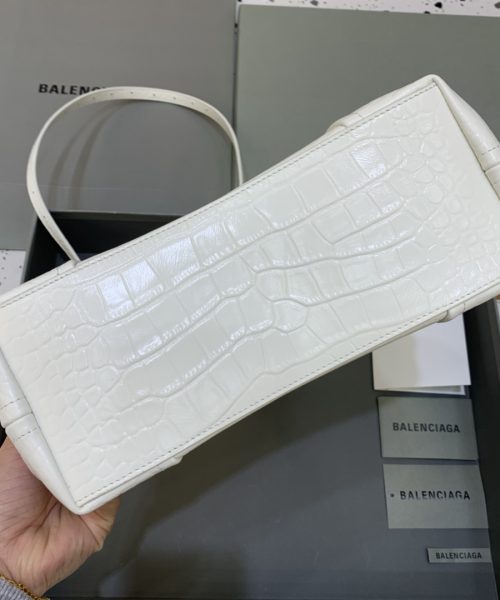 Editor Small Top Handle Bag Embossed White For Women 10.6 in/27 cm