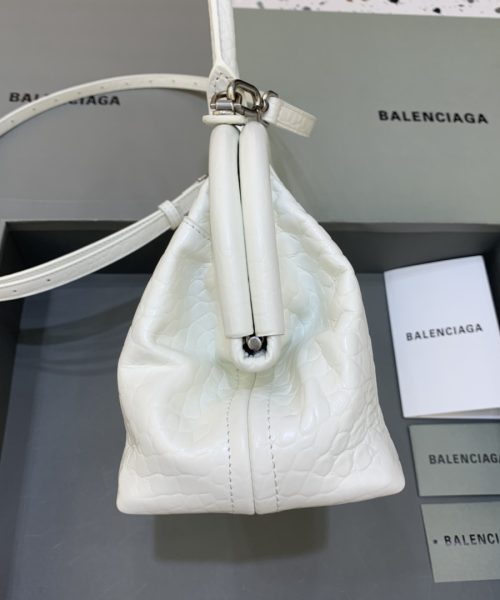 Editor Small Top Handle Bag Embossed White For Women 10.6 in/27 cm