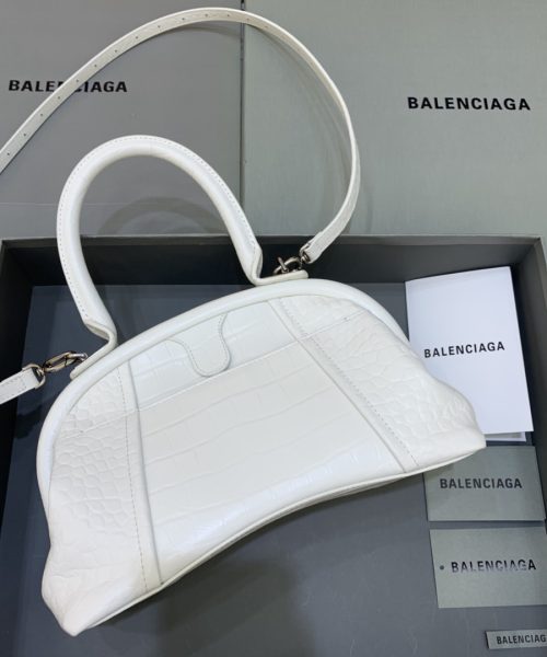 Editor Small Top Handle Bag Embossed White For Women 10.6 in/27 cm