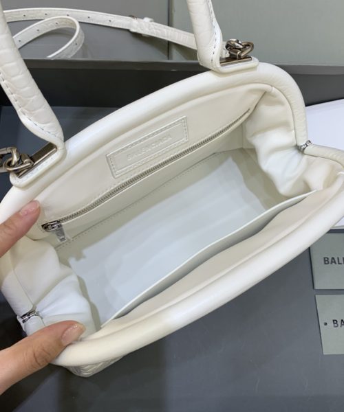 Editor Small Top Handle Bag Embossed White For Women 10.6 in/27 cm