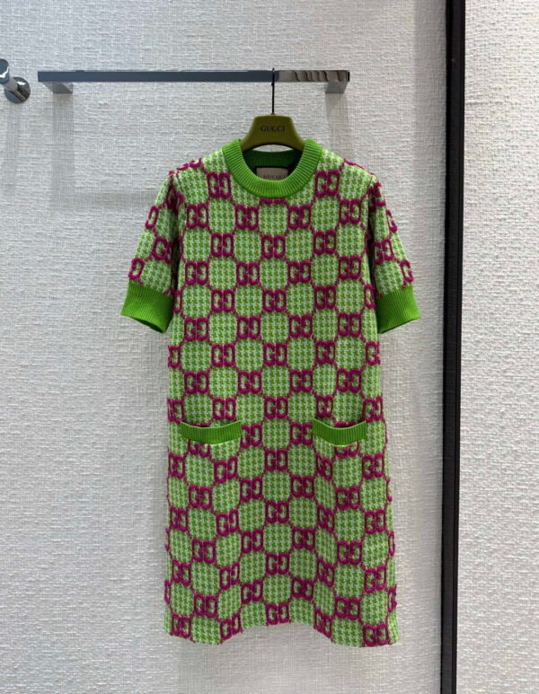 Elastic Collar Dress Green For Women