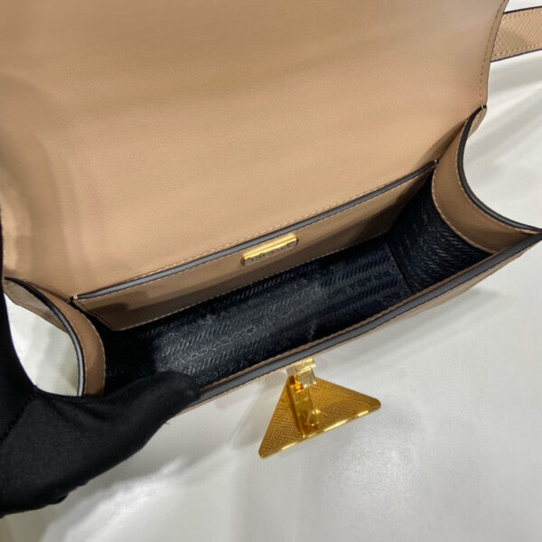 Emblème Saffiano Shoulder Bag In Beige/ White For Women 8.6 in/22cm 1BD320_2A4A_F0036_V_UTO