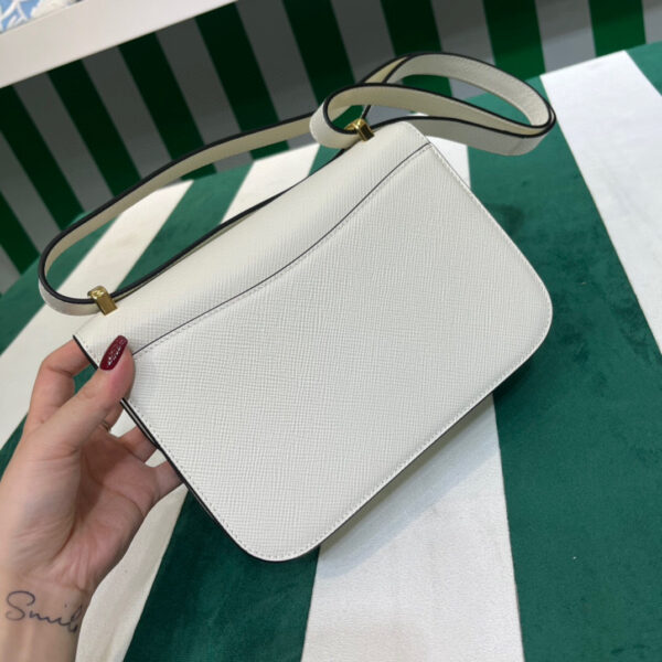 Emblème Saffiano Shoulder Bag In Beige/ White For Women 8.6 in/22cm 1BD320_2A4A_F0036_V_UTO