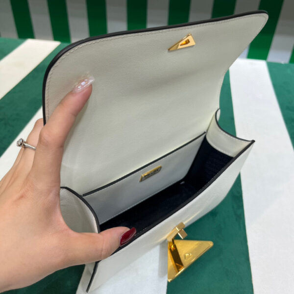 Emblème Saffiano Shoulder Bag In Beige/ White For Women 8.6 in/22cm 1BD320_2A4A_F0036_V_UTO