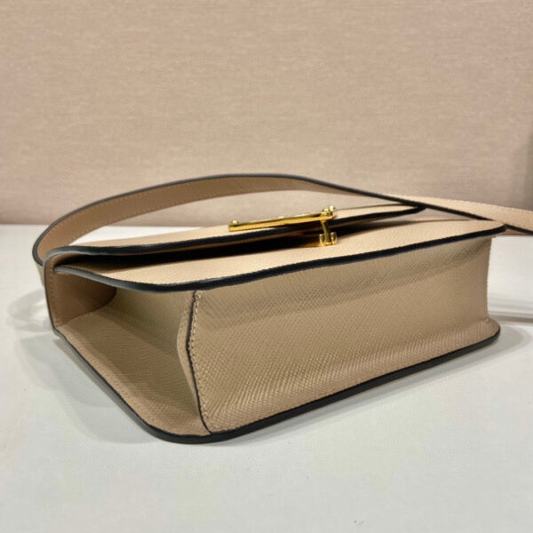 Emblème Saffiano Shoulder Bag In Beige/ White For Women 8.6 in/22cm 1BD320_2A4A_F0036_V_UTO