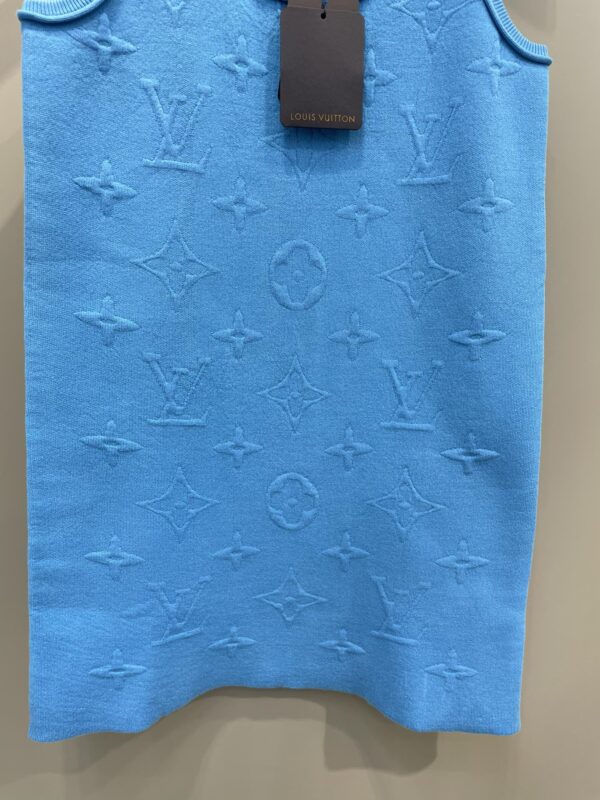 Embossed Monogram Motifs Sleeveless Dress Blue For Women