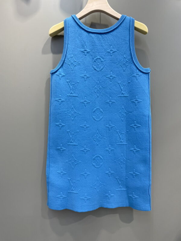 Embossed Monogram Motifs Sleeveless Dress Blue For Women