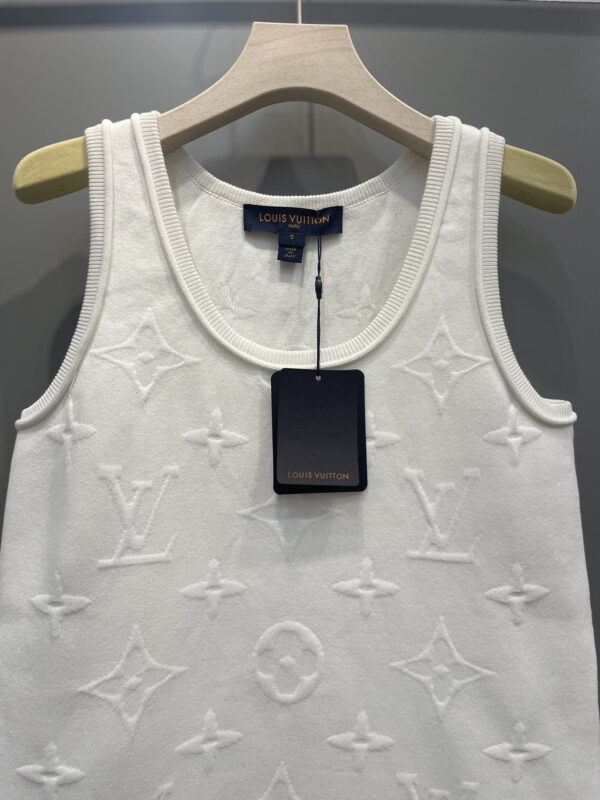 Embossed Monogram Motifs Sleeveless Dress White For Women