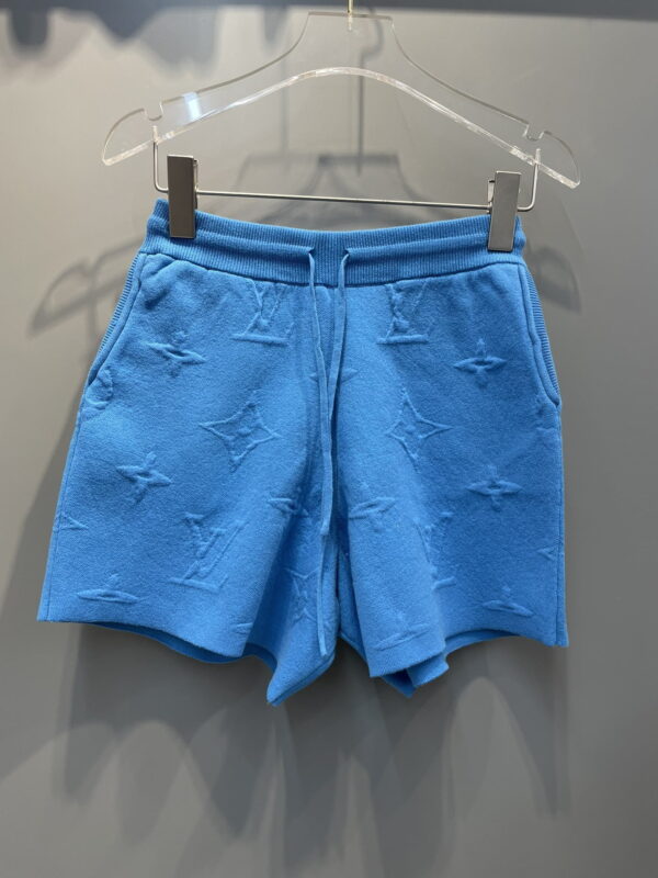 Embossed Pattern Shorts And Tank Top Blue For Women