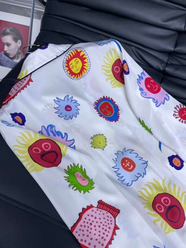 Faces Printed Pants And Shirt Pyjama White For Women