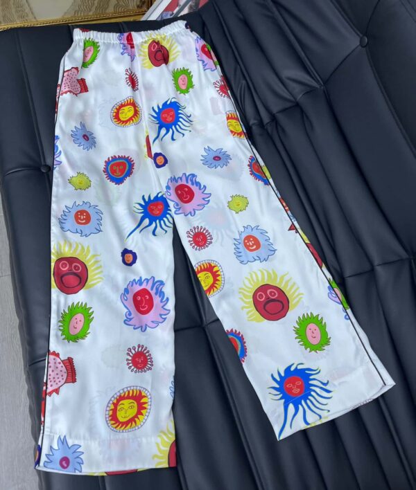 Faces Printed Pants And Shirt Pyjama White For Women