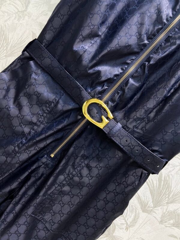 Faille Jumpsuit With Buckle Belt Navy Blue For Women
