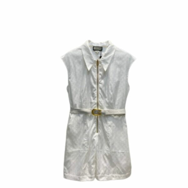 Faille Jumpsuit With Buckle Belt White For Women