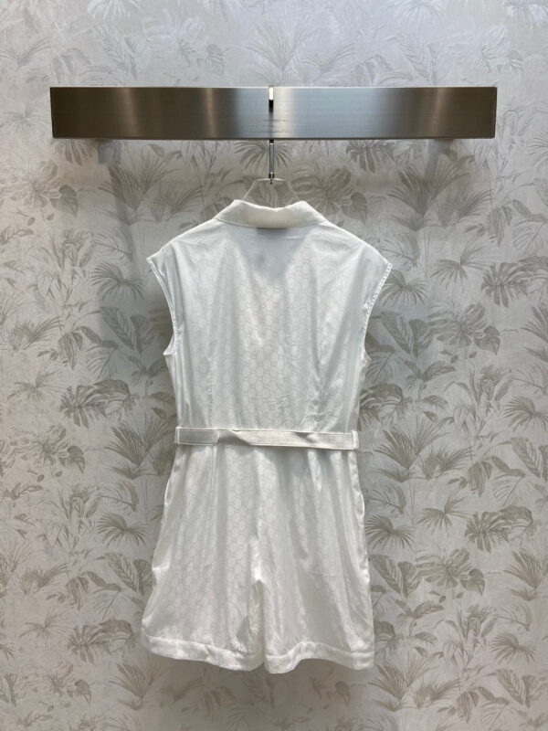 Faille Jumpsuit With Buckle Belt White For Women